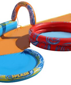 Banzai Cyclone Splash Water Park Outdoor Backyard Inflatable Toy with Sprinkling Slide and Kiddie Pool 18 812vmIq8SsL
