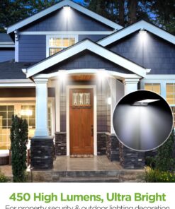 InnoGear Solar Outdoor Lights, 80 LEDs Solar Motion Sensor Lights with 4 Working Modes Solar Wall Lights IP65 Waterproof 450 Lumens Solar Gutter Lights for Front Door, Yard, Garage, Pack of 2 31 812xJ3Y15FL