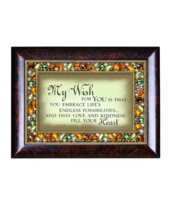 Alternative view of Cottage Garden My Wish for You to Embrace Life Amber Earth Tone Jeweled Music Box Plays Edelweiss