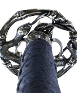 MAKOTO Handmade Sharp Japanese Katana Samurai Sword 40" - Serpent Cobra Snake Tsuba Black 11 813 9HConrL