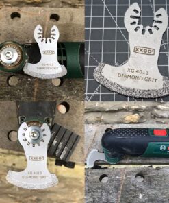 XXGO 4 Pcs Diamond Carbide Oscillating Multi Tool Semi Circle Finger Segment Swing Grit Grout Saw Blades XG4004 Assorted Carbide Diamond Blades - 4 Pcs 14 81327DLy7L
