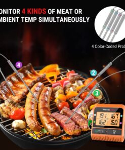 ThermoPro TP829 Wireless LCD Meat Thermometer for Grilling and Smoking, 1000FT Grill Thermometer for Outside Grill with 4 Meat Probes, BBQ Thermometer for Smoker Oven Cooking Beef Turkey Four Probes 28 8133tnDjZYL