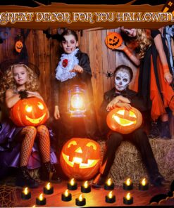 Retisee 100 Pcs Halloween Tea Light Flameless LED Candle Lights Bulk Battery Operated Votive Flickering Led Candles for Halloween Party, Fall Home Decor (Black,1.4'' x 1.4'' x 1.6'') 1.4'' x 1.4'' x 1.6'' Black 8 8133yiULN9L