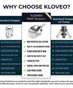 Champagne Stoppers by Kloveo - Patented Seal (No Pressure Pump Needed) Made in Italy - Professional Grade WAF Champagne Bottle Stopper - Prosecco, Cava, and Sparkling Wine Stopper - Chrome, 2-Pack 15 8134VpUqFL 1