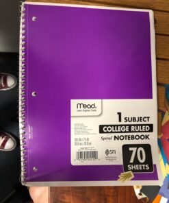 Mead Spiral Notebooks, 6 Pack, 1 Subject, College Ruled Paper, 7-1/2" x 10-1/2", 70 Sheets per Notebook, Color Will Vary (73065) 32 8134cuE6NUL