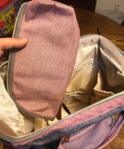 QIMIAOBABY Diaper Bag Backpack,Waterproof Multifunctional Large Travel Nappy Changing Bags… (Pink with gray) Pink With Gray 37 8135lfGUHTL