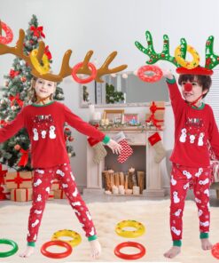 Uniqhia Inflatable Reindeer Antler Ring Toss Game, 2023 Christmas Games Ring Toss for Christmas Party Games, Patented Brown-2 Pack 18 8138PuF5AQL
