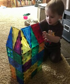 Shapemags Magnetic Tiles for Kids 100 Piece Set - Educational 3D Magnetic Building Blocks for Toddlers - Construction Magnet Toys Kit with Car Base and Stabilizer Plate 100pcs 23 8139rlsbWZL