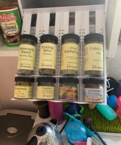 YouCopia SpiceStack Adjustable Spice Rack Organizer, Pull-Down 24-Bottle Seasonings and Spices Holder for Kitchen Cabinet and Pantry Organization with 104 Included Labels White 47 813A9dIexWL