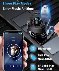 Handsfree Call Car Charger,Wireless Bluetooth FM Transmitter Radio Receiver,Mp3 Audio Music Stereo Adapter,Dual USB Port Charger Compatible for All Smartphones,Samsung Galaxy,LG,HTC,etc. 35 813C6o175gL