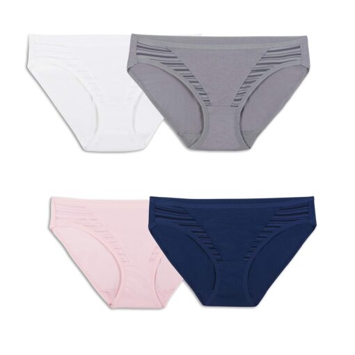 Fruit of the Loom Women's Breathable Underwear, Moisture Wicking Keeps You Cool & Comfortable, Available in Plus Size 7 Coolblend - Bikini - 4 Pack - Colors May Vary