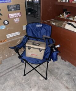 Coleman Portable Camping Chair with 4-Can Cooler, Fully Cushioned Seat and Back with Side Pocket and Cup Holder, Carry Bag Included, Collapsible Chair for Camping, Tailgates, Beach, and Sports Blue 52 813EkQaBpXL