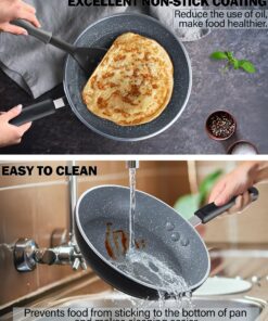 Cook N Home Pots and Pans Nonstick Kitchen Cookware Sets include Saucepan Frying Pan Stockpots 8-Piece, Heavy Gauge, Stay Cool Handle, Marble 12 813GF1lF9JL