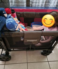 WONDERFOLD W4 Original Quad Stroller Wagon Featuring 4 High Face-to-Face Seats with 5-Point Harnesses, Easy Access Front Zipper Door, and Removable UV-Protection Canopy, Black W4_Original 43 813Gbw66yIL