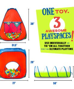 Kiddey Tunnel and Ball Pit Play Tent | 3pc Pop Up Toddler Gym Tunnels with Tents for Kids, Toddlers, Infants Boys & Girls | Indoor & Outdoor Gift Game | Baby Crawling Pits for Playground 3 Pc. Play Tent 21 813Gnv0 ULL