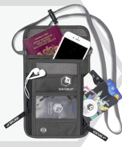 Travel Neck Wallet with RFID Blocking – Passport Holder Neck Pouch for Men and Women to Keep Documents Safe Gray 14 813HaI7JGL