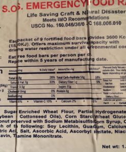S.O.S. Rations Emergency 3600 Calorie Food Bar - 3 Day / 72 Hour Package with 5 Year Shelf Life Net wt. 1.60lbs (756g) 1 Pack 23 813IFUXnEL