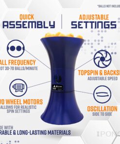 iPong V300 Table Tennis Training Robot - Serves 40mm Regulation Ping Pong Balls Automatically - Play Solo w/o Playback Mode on your Ping Pong Table - Various Models Available, Size 19 , Blue 18 813IRBwYDLL