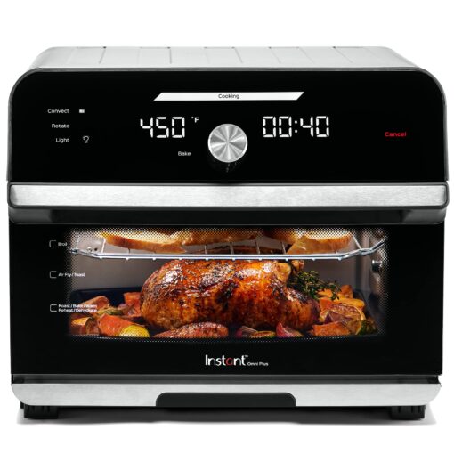 Instant Omni Plus 19 QT/18L Air Fryer Toaster Oven Combo, From the Makers of Instant Pot, 10-in-1 Functions, Fits a 12" Pizza, 6 Slices of Bread, App with Over 100 Recipes, Stainless Steel