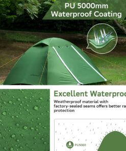 Alternative view of Clostnature Lightweight Backpacking Tent - 3 Season Ultralight Waterproof Camping Tent, Large Size Easy Setup Tent for Family, Outdoor, Hiking and Mountaineering Green 2 Person