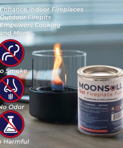 MoonSoll Gel Fuel Cans for Fire Bowl and Fireplace (6 x 13oz) Indoor/Outdoor use Fire Pit Tabletop, Gel Fuel Cans for Portable Fire Pit (6 Pack 368gr) 6 Pack (13 oz. / 368 gr) 11 813KxEWLjtL