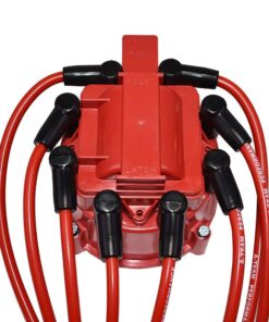 A-Team Performance Red Silicone Spark Plug Wires Set 90 Degree Black Boot for HEI Distributor Ignition Coil Accessories Compatible With Mopar Chrysler Dodge 318 360 8.0mm 16 813LI1Kq6LL