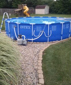 Intex 18ft X 48in Metal Frame Pool Set with Filter Pump, Ladder, Ground Cloth & Pool Cover 18-Feet by 48-inch 35 813LP2W7zL