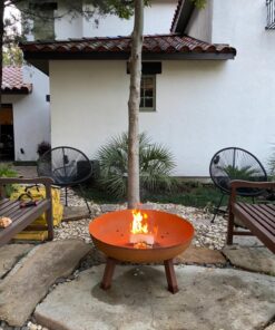 Sunnydaze 34-Inch Rustic Cast Iron Outdoor Raised Fire Pit Bowl with Handles - Oxidized Finish Rust 34 in 30 813Lxc8zXkL