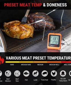 ThermoPro Wireless Meat Thermometer of 650FT for Smoker Oven, Bluetooth Grill Thermometer with Dual Probes, Smart Rechargeable BBQ thermometer for Cooking Turkey Fish Beef 2 Probes 28 813MDzf55ZL