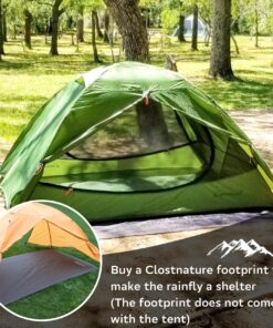 Clostnature Lightweight Backpacking Tent - 3 Season Ultralight Waterproof Camping Tent, Large Size Easy Setup Tent for Family, Outdoor, Hiking and Mountaineering Green 2 Person 28 813MX4WMP6L 1