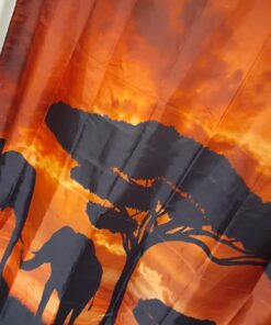 Vandarllin Mother and Baby African Elephants Bathroom Shower Curtain, Sunset Safari Theme (Orange,Black) (66" x 72") 66" x 72" 19 813NfugZVzL