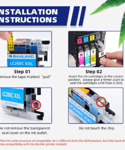 LC20E XXL Ink Cartridges Super High Yield Replacement for Brother LC20E LC20EXXL Ink Cartridge Compatible for MFC-J985DW MFC-J5920DW MFC-J775DW MFC-J985DWXL Printer ((5-Pack) 2BK, C, M, Y 10 813O90iVVzL