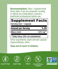 Nature's Way Maca Root, Traditional Libido, Energy, and Stamina Support*, 525mg per serving, 100 Vegan Capsules 1 20 813OaS flL