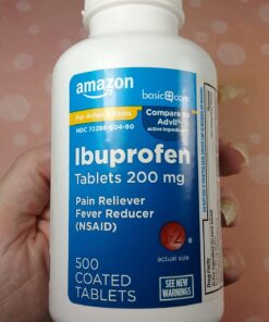 Amazon Basic Care Ibuprofen Tablets 200 mg, Pain Reliever/Fever Reducer, Body Aches, Headache, Arthritis Pain Relief and More, 500 Count 500 Count (Pack of 1) 42 813PC7KHnOL