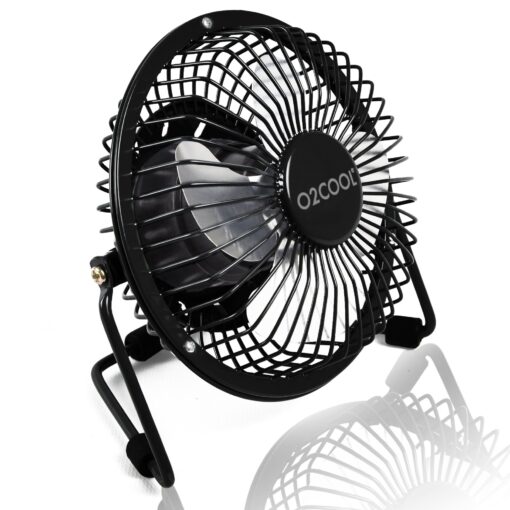 O2COOL 4" USB Personal Desk Fan – Portable Mini Table Cooling Fan - Plugs into Computer - Adjustable 360° Tilt, Quiet, Rubber Grip Feet - Black Black Usb