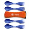 Tapirus 4 Blue Spork to Go Set - Durable and BPA Free Sporks - Spoon, Fork and Knife Combo Utensils Flatware - Mess Kit for Camping, Hunting and Outdoor Activities - Comes in a Carrying Case (Blue) 33 813UqCkO7XL