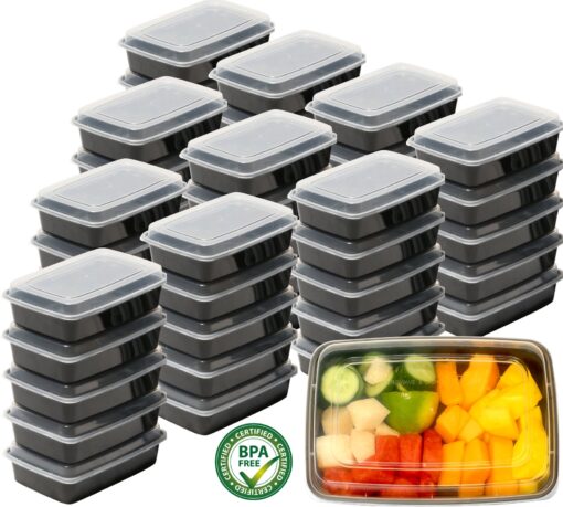 50 Pack - SimpleHouseware 1 Compartment Reusable Food Grade Meal Prep Storage Container Lunch Boxes, 28 Ounces 50 Pack