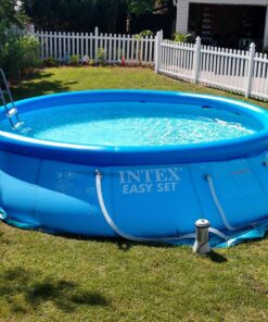 Intex 26175EH Easy Set 15 Feet by 42 Inch Round Inflatable Outdoor Backyard Above Ground Swimming Pool Set with Cover, Ladder, and Filter, Blue 15FT x 42IN 60 813W5BZ2QQL 1