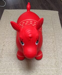 AppleRound Horse Bouncer with Hand Pump, Inflatable Space Hopper, Ride-on Bouncy Horse (Red) Red 40 813Wtq7xNHL