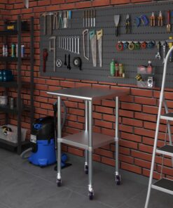 AmGood 24" x 24" Stainless Steel Work Table with Casters | Heavy Duty Metal Utility Table On Wheels | Kitchen Island Cart 24" Long x 24" Deep 15 813eMexoBTL