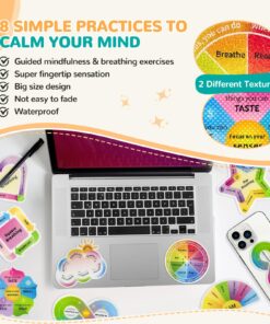 Cusprtm 48 Pcs Anxiety Sensory Stickers, 2 Textured Tactile Rough Calm Stickers Large Size Breathing Stickers Mindfulness Stickers for School Office Classroom Adults Teens Sensory Items 34 813gzo2YPL