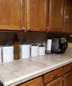 Alternative view of American Atelier Ceramic Canister Set 2-Piece Jars Chic Design w/Airtight Stainless Steel Lids for Cookies, Candy, Coffee, Flour, Sugar, Rice, Pasta, Cereal & More - Large, white, 2 large