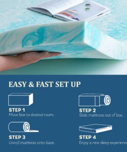 EGO Topper 3 Inch Twin Memory Foam Mattress Topper, Cooling Gel Foam Mattress Topper for Pressure Relief, Ventilated Design Bed Topper in a Box, CertiPUR-US Certified, 38"×75", Medium 12 813jolxA5KL