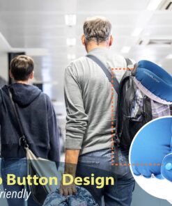 TREKOLOGY Inflatable Neck Pillow for Travel - Ultimate Comfort and Support for Airplanes, Cars, and More - Ergonomic Design for Restful Sleep and Neck Relief - Essential Travel Accessory Navy Blue 21 813jzKvaBWL