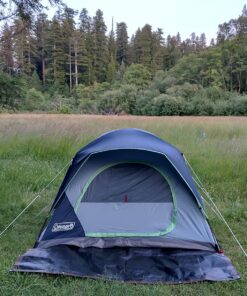 Coleman Skydome Camping Tent, 2/4/6/8 Person Family Dome Tent with 5 Minute Setup, Strong Frame can Withstand 35MPH Winds, Roomy Interior with Extra Storage Included Blue 4-person 48 813mlYui3tL