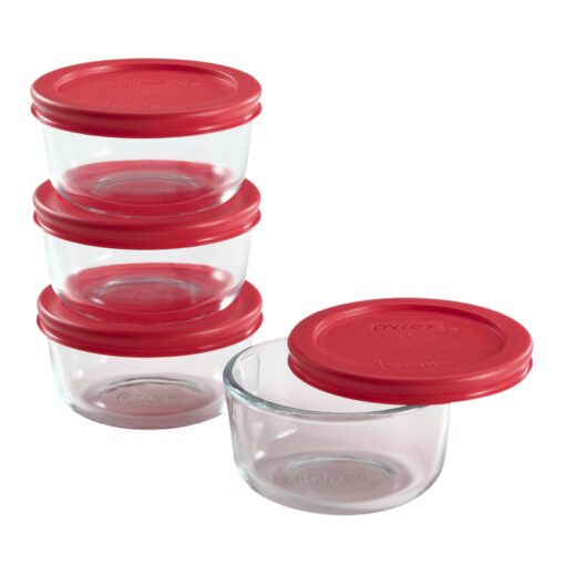 Pyrex Simply Store 8-Piece Glass Food Storage Set (4 vessels and 4 lids), standard packaging 8 PC Set Clear