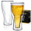 Dragon Glassware Beer Glasses, Clear Double Wall Insulated Pub Mugs, Upside Down Design, Holds One Full Beer Bottle, Freezable Glass for Beer Lovers, 13.5 oz Capacity, Set of 2 2 Count (Pack of 1) 3 813q30ZaV1L
