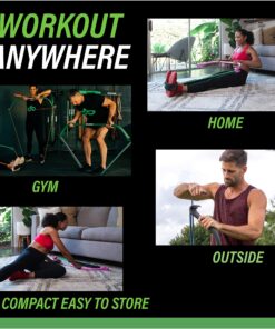Original Gorilla Bow Portable Home Gym Resistance Bands and Bar System for Travel, Fitness, Weightlifting and Exercise Kit, Full Body Workout Equipment Set Original Bow, Green, Base Bundle 12 813s4kxqHUL