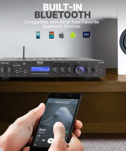 Pyle 5 Channel Rack Mount Bluetooth Receiver, Home Theater Amp, Speaker Amplifier, Bluetooth Wireless Streaming, MP3/USB/SD/AUX/FM Radio, 200 Watt, with Digital ID3 LCD Display - PDA7BU, Black Basic Features 32 813yicGJKFL