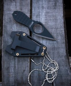 MTech USA – Fixed Neck Knife - Black Blade and Handle, Full Tang, Includes Nylon Fiber Sheath w/ Pocket Clip and Ball Chain - Hunting, Camping, Survival, Tactical, EDC – MT-588BK 25 8141EajBGJL
